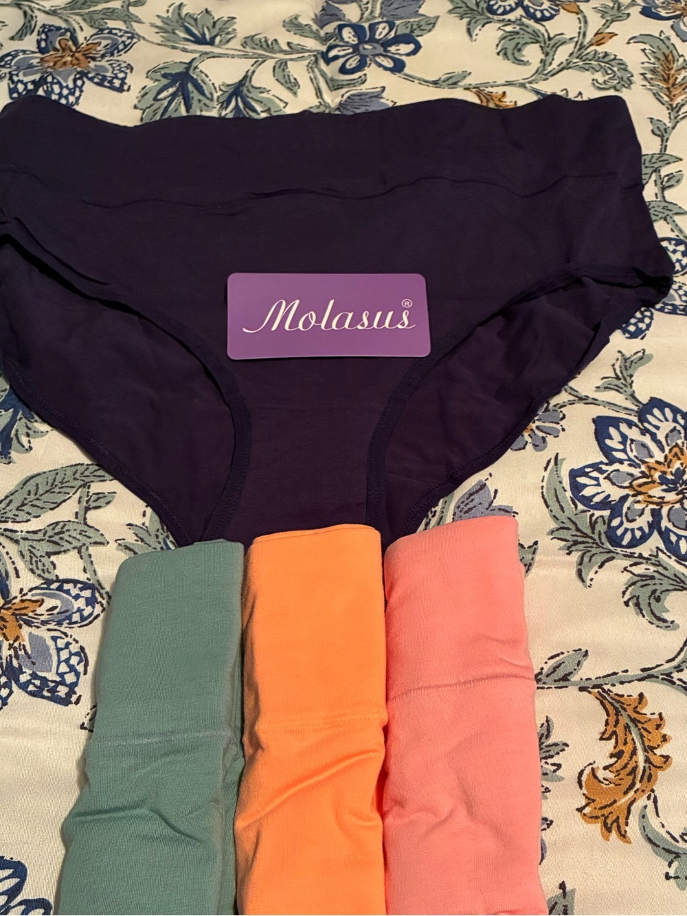 ASUS Navy Blue High-Waist Panties with Mint, Coral and Peach Accent Rolls